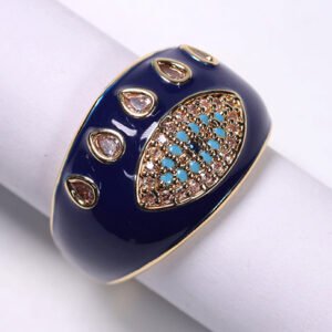 Anillo de Acero con Ojo y Brillantitos