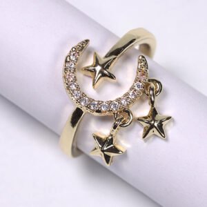 Anillo de Acero Dorado Media Luna