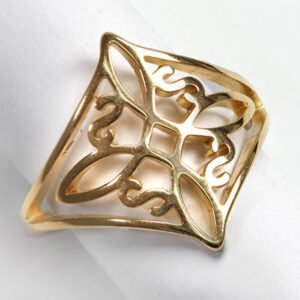 Anillo Acero Dorado Nudo de Brujas