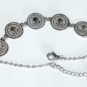 Pulsera de Acero 5 Medallas de San Benito