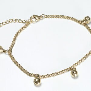 Pulsera Acero Dorado Forma de Cascabeles Llama Ángeles