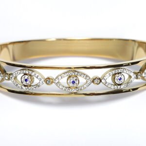 Pulsera Acero Dorado Ojos Turcos y Brillantitos