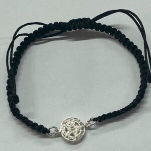 Pulsera Plata Medalla Tetragramatón con Cordón Trenzado