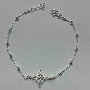 Pulsera PLata Nudo de Brujas con Brillantito