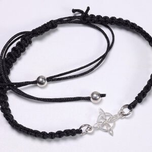 Pulsera PLata Nudo de Brujas Cordón Trenzado