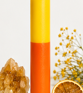 Vela Ritualizada Bicolor Amarillo + Naranja BUENA FORTUNA