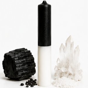 Vela Ritualizada Bicolor Negro + Blanco LIMPIEZA Y PROTECCIÓN
